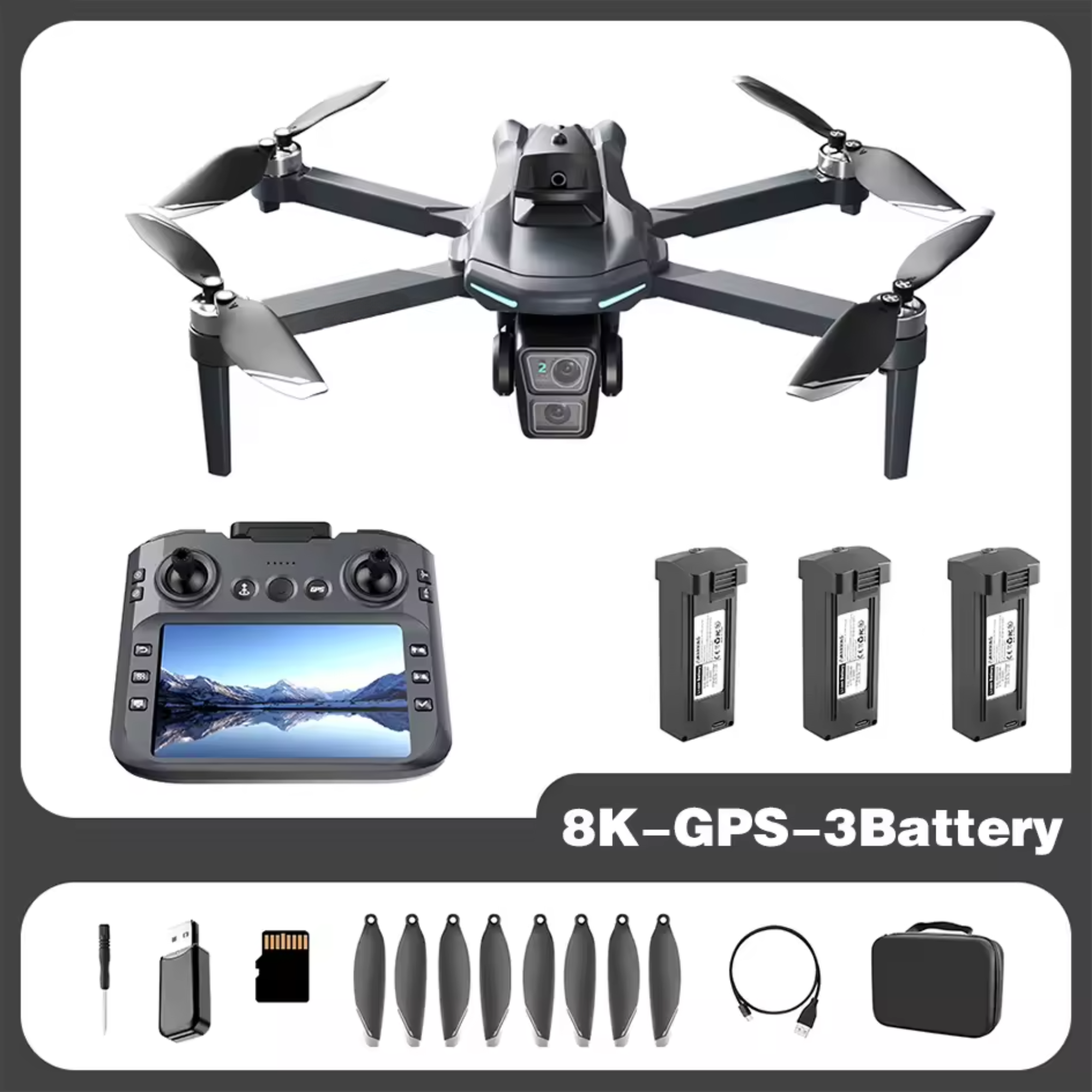 Sky Drone - XT606 GPS Drone - 8K Dual Camera